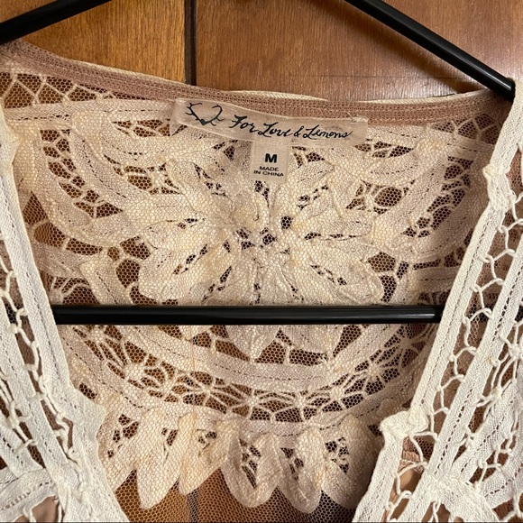Rare For Love and Lemons Penelope Lace Sheer Crop Top M - Picture 12 of 15